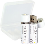 NeXtime NE-AABAT003-2 Oplaadbare AA USB-Batterij Blister A 2 Stuks.