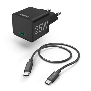 Hama Snellader Met Oplaadkabel USB-C Mini-oplader PD 25W 1 M Zwart