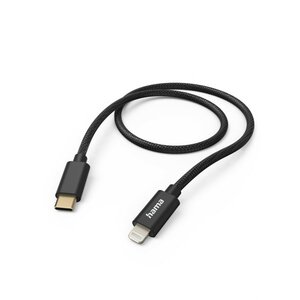 Hama Oplaadkabel Fabric USB-C - Lightning 1,5 M Nylon Zwart