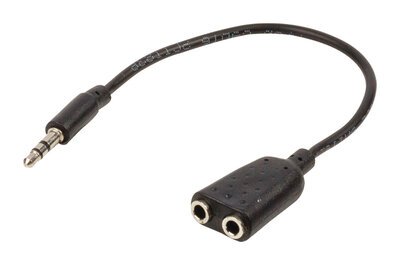 Valueline VLAP22100B02 Jack Stereo Audio Verdeelkabel 3,5 mm Mannelijk - 2x 3,5 mm Vrouwelijk 0,20 M Zwart