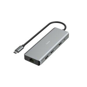 Hama USB C HUB 9-Poorts 2x HDMI USB A USB C LAN Antraciet