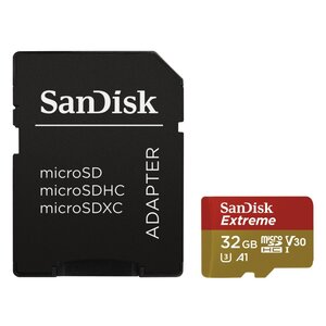 Sandisk MicroSDXC Extreme 32GB (A1/ V30/ U3/ UHS-I/ Cl.10/ R100/ W60)+Ad.Act.Cam