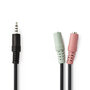 Nedis CAGP22150BK02 Audiokabel Headset 3,5 Mm Male - 2x 3,5 Mm Female 0,2 M Zwart