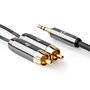 Nedis CATB22200GY20 Stereo-audiokabel 3,5 Mm Male - 2x Rca Male Gun Metal Grey Gevlochten Kabel