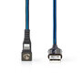 Nedis GCTB39300AL10 Data- En Oplaadkabel Usb-a Male Naar Apple Lightning 8-pins Male 180°-aansluiting Voor Gaming 1,0 M Rond Gevlochten Zwart-blauw