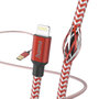 Hama Oplaadkabel Reflective USB- A - Lightning 1,5 M Nylon Rood