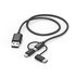 Hama 3in1 Multi-oplaadkabel USB-A - Micro-USB USB-C En Lightning 1,5 M Zwart_